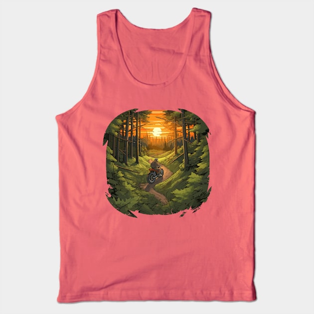 Motorcycle on a Winding Trail Tank Top by Synth Print